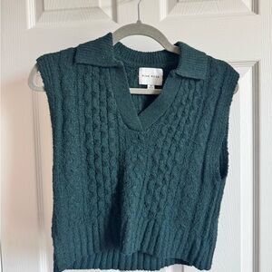 Pink Rose Women's Green Cable Knit Sweater Vest